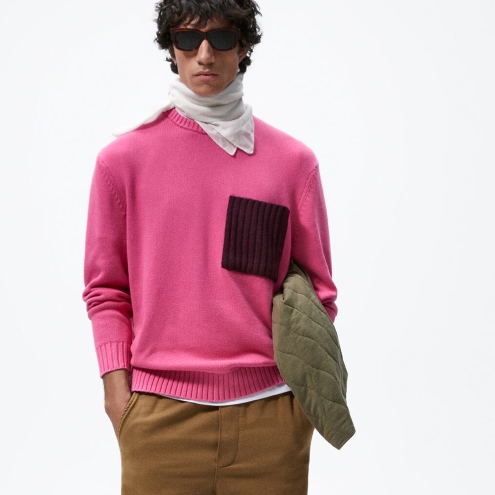 ZARA CONTRAST POCKET SWEATER